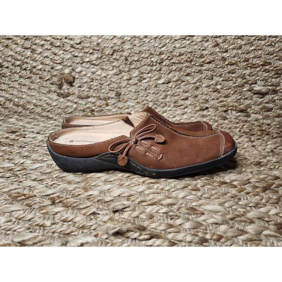 Naturalizer Fanner Slip On Leather Suede Casual Brown Flats Mules Women's 9 M - Picture 1 of 10